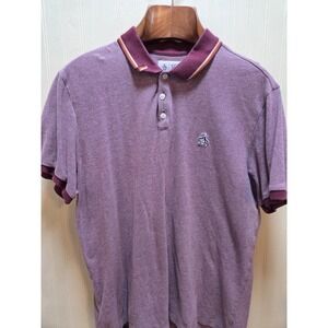 Original Penguin Polo Shirt Mens‎ 2XL Purple Contrast Collar Short Sleeve Logo